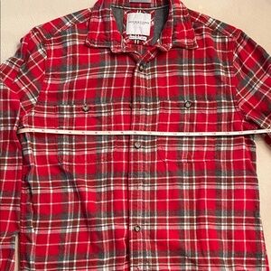 Denim & Flower Red and Gray Flannel Plaid Shirt